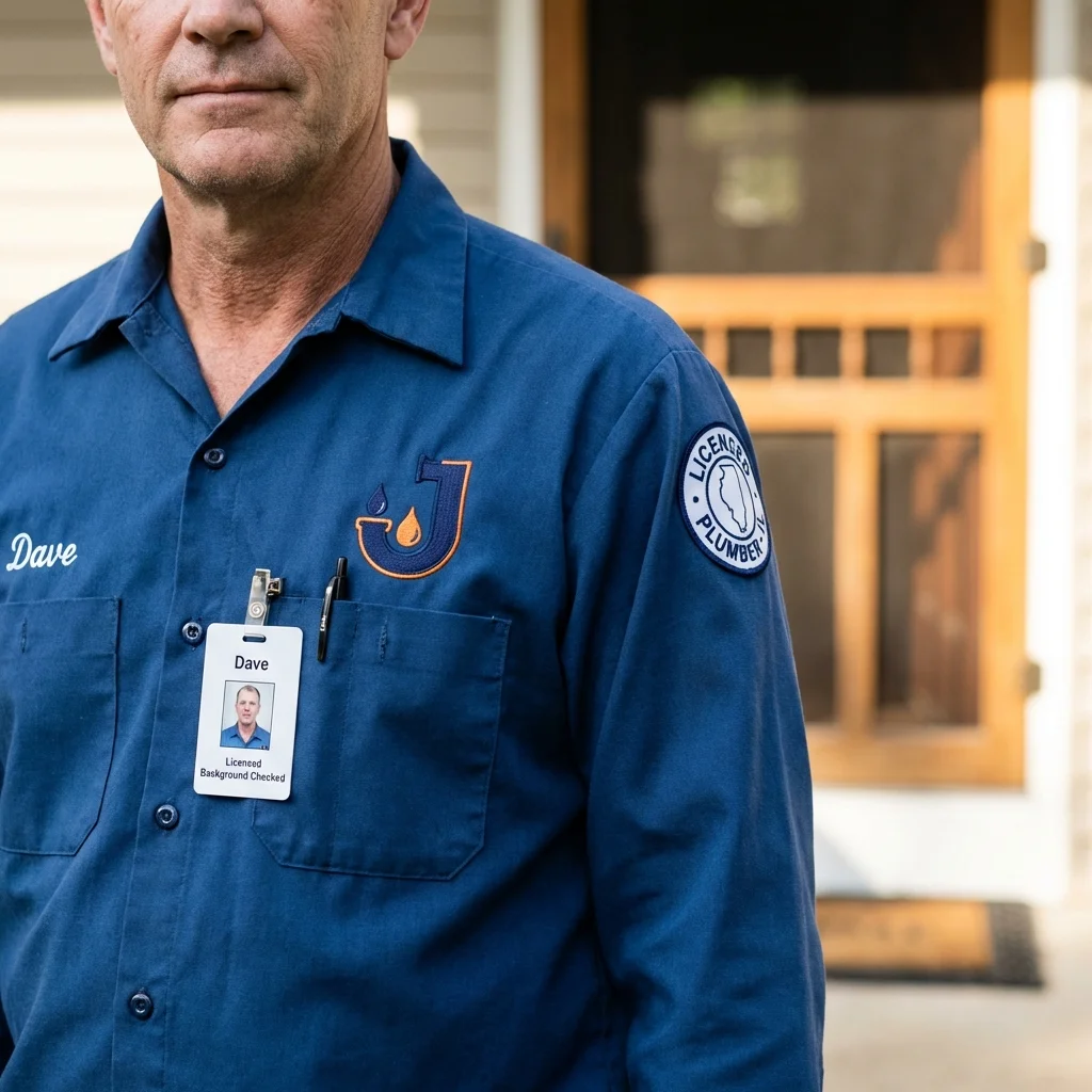 Licensed plumber showing ID badge in Lake Crystal, MN