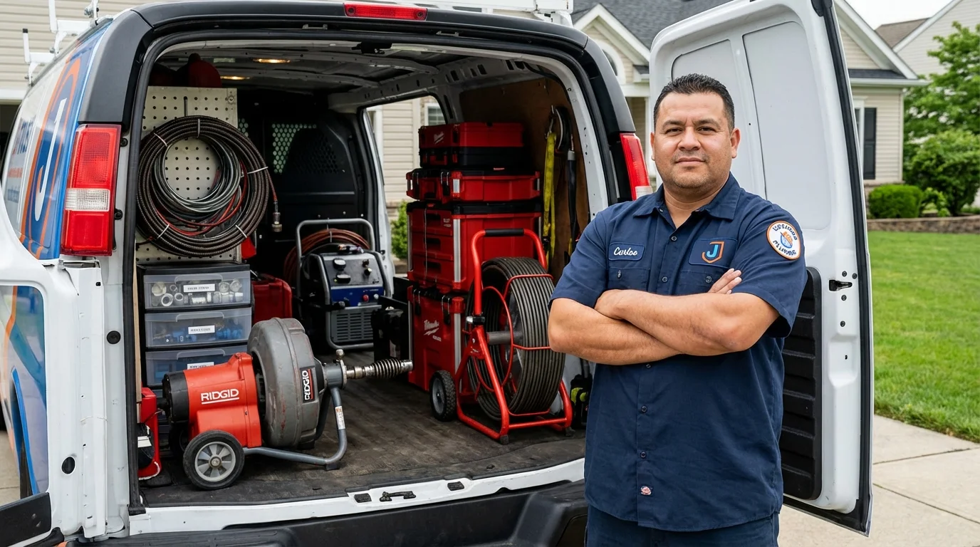 Professional drain cleaning equipment and Johns Plumbing LLC plumber in Lake Crystal