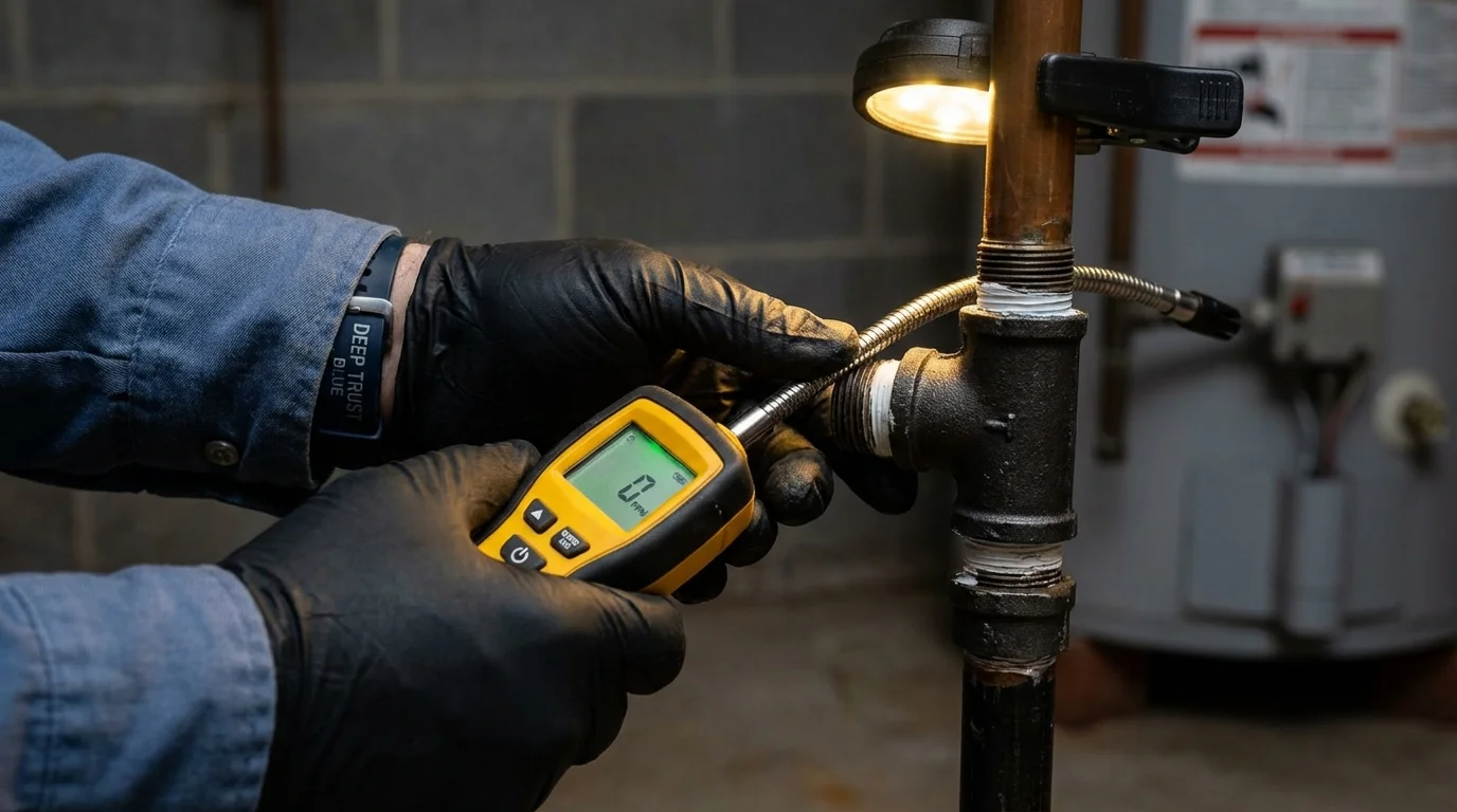 Gas leak detection with electronic sniffer by Johns Plumbing LLC in Lake Crystal
