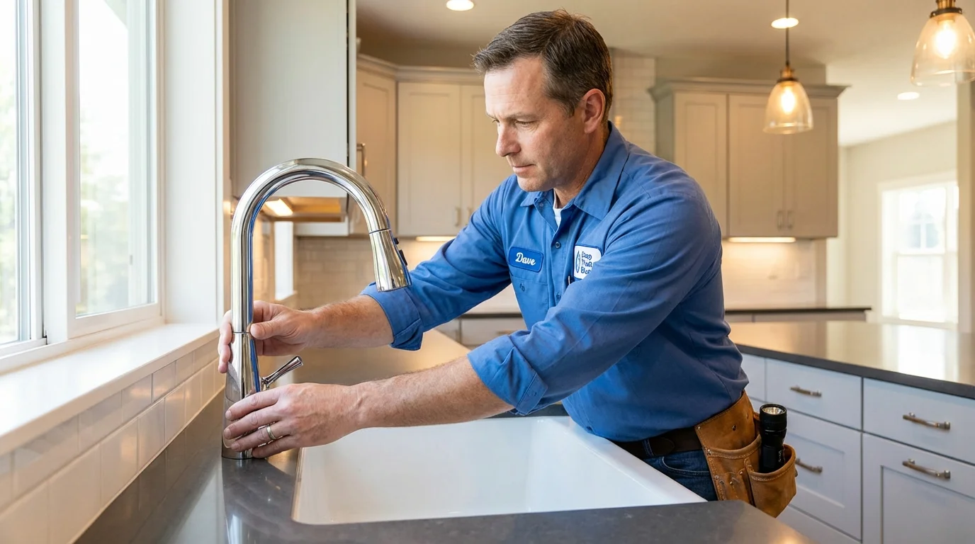 Kitchen faucet installation by Johns Plumbing LLC in Lake Crystal