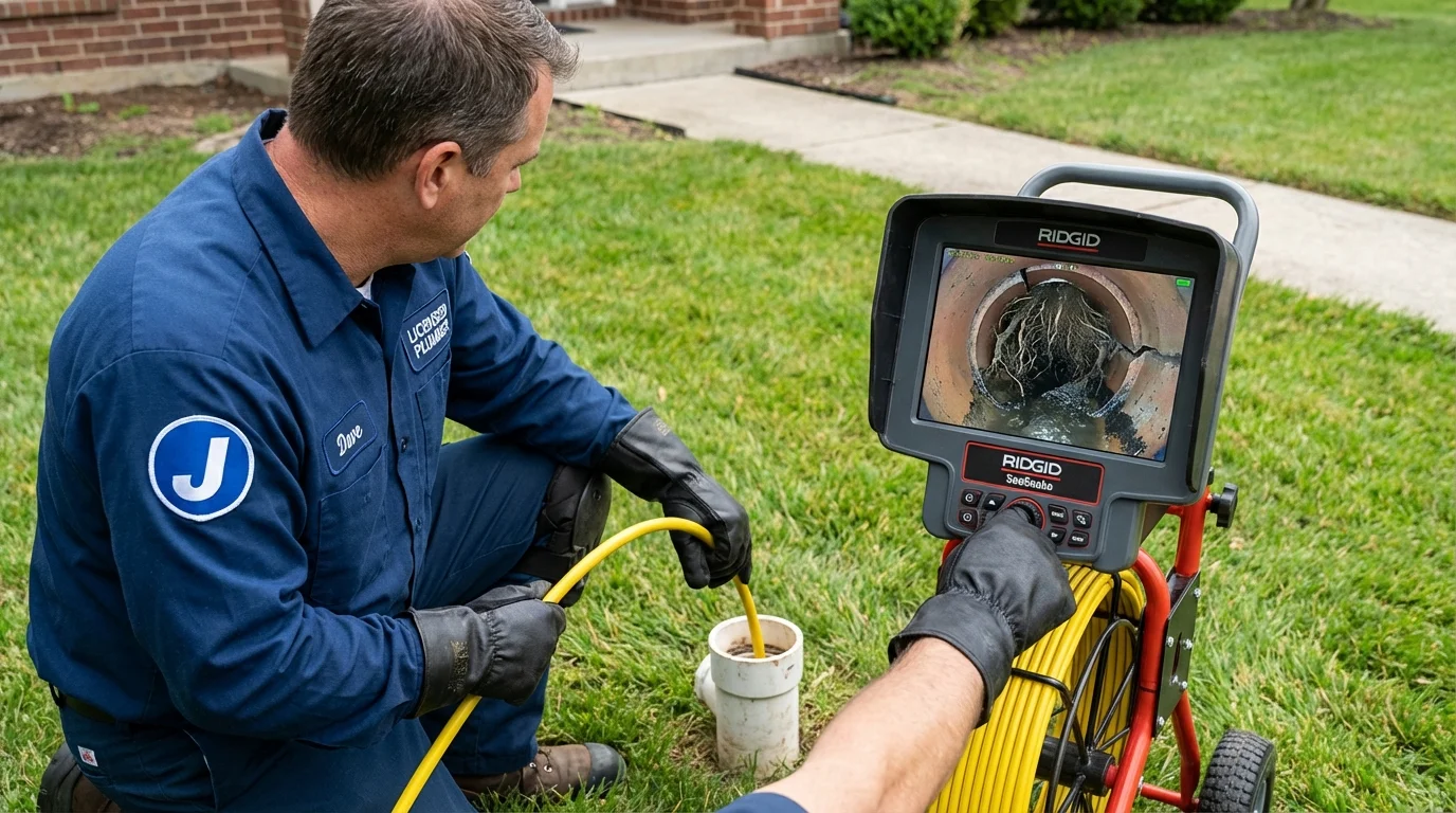 Sewer camera inspection being performed by Johns Plumbing LLC in Lake Crystal