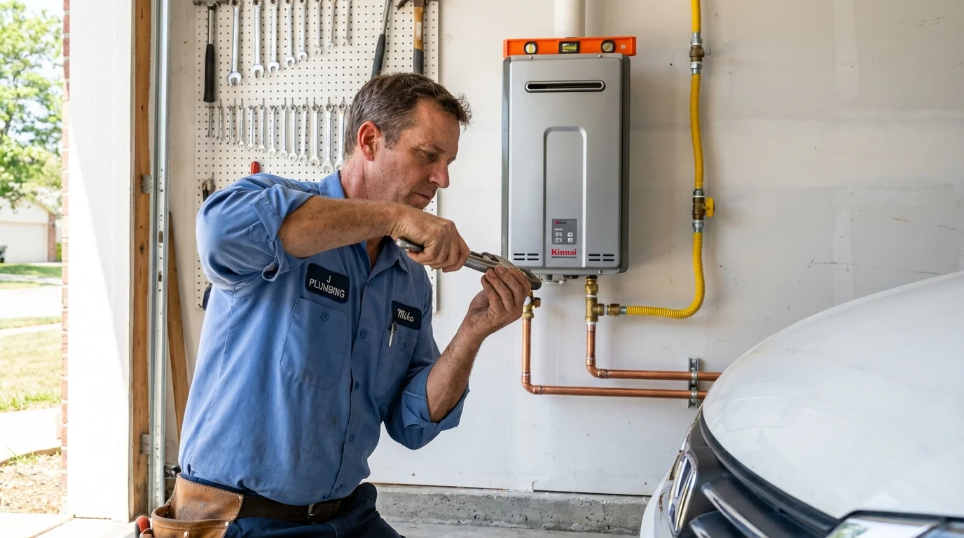 Tankless water heater installation by a Johns Plumbing LLC plumber in Lake Crystal